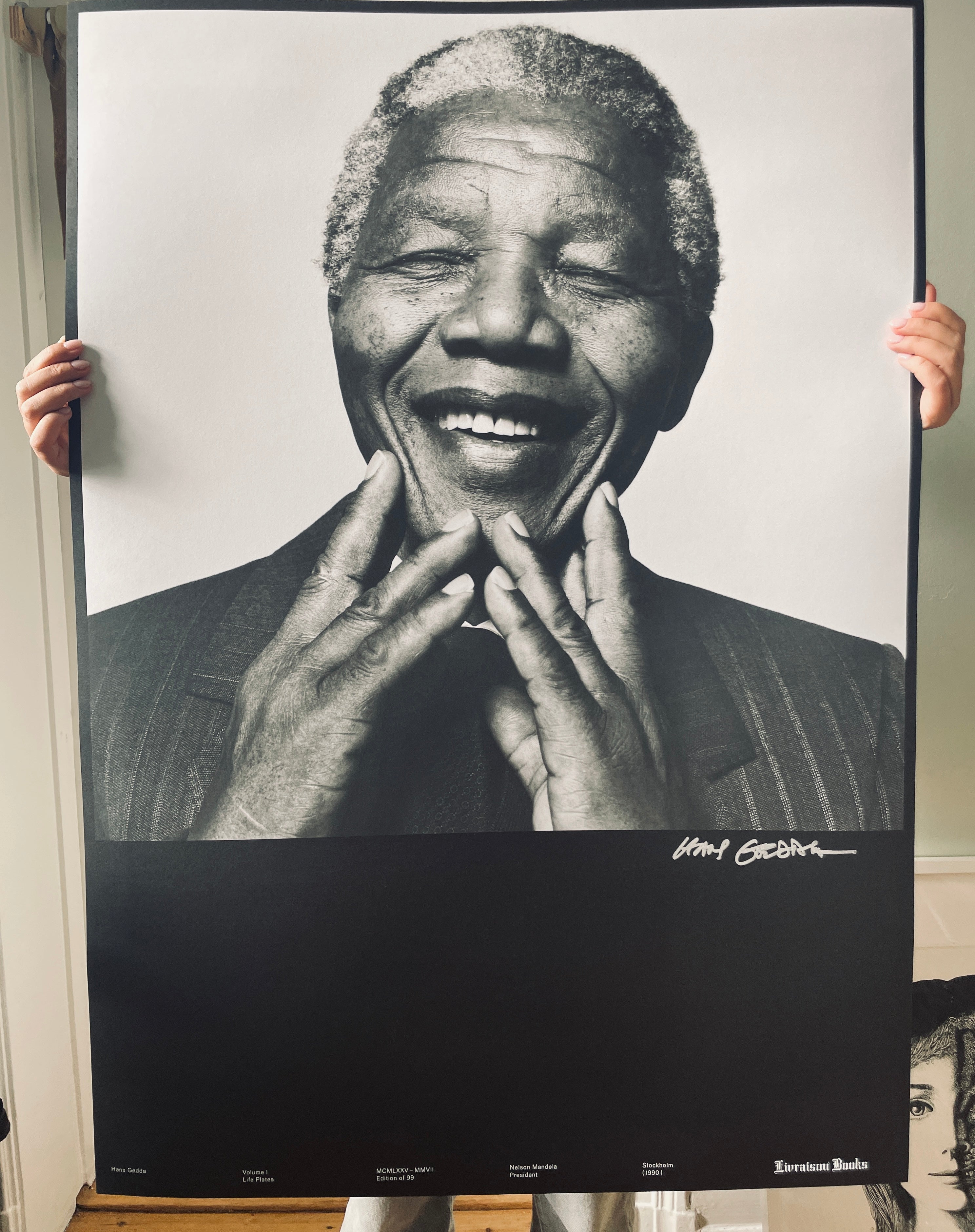 Signed poster portraying Nelson Mandela, limited edition